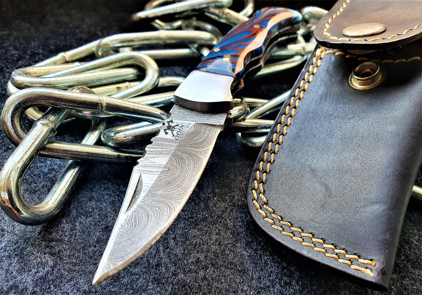 ODIN VIKING Damastmesser Odin Viking Edc, Leichtes Gewicht, UBUTT DESIGN MESSER-1