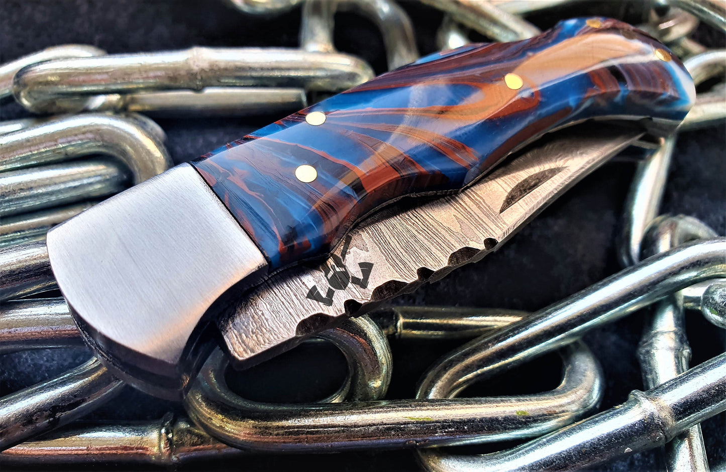 ODIN VIKING Damastmesser Odin Viking Edc, Leichtes Gewicht, UBUTT DESIGN MESSER-2