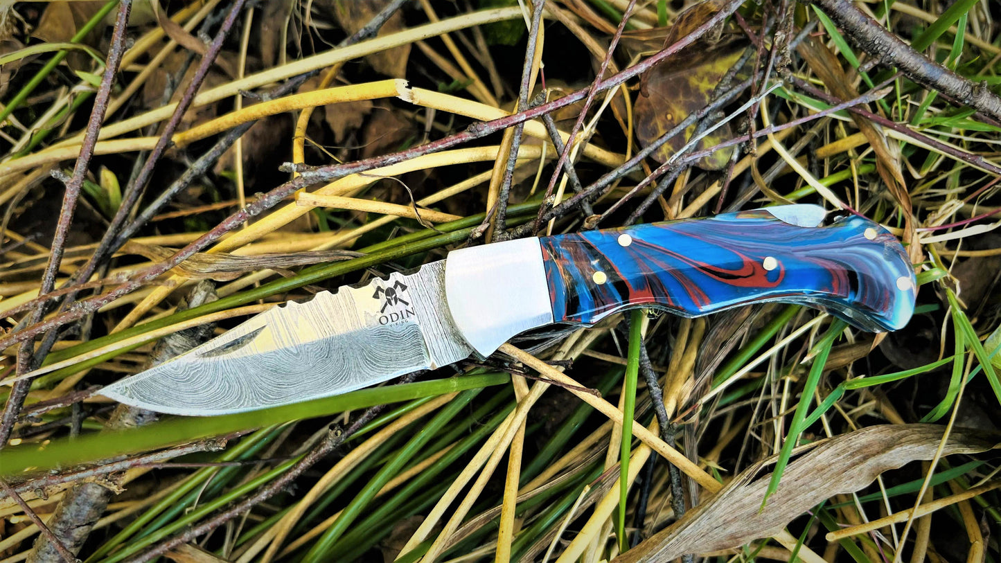 ODIN VIKING Damastmesser Odin Viking Edc, Leichtes Gewicht, UBUTT DESIGN MESSER-3