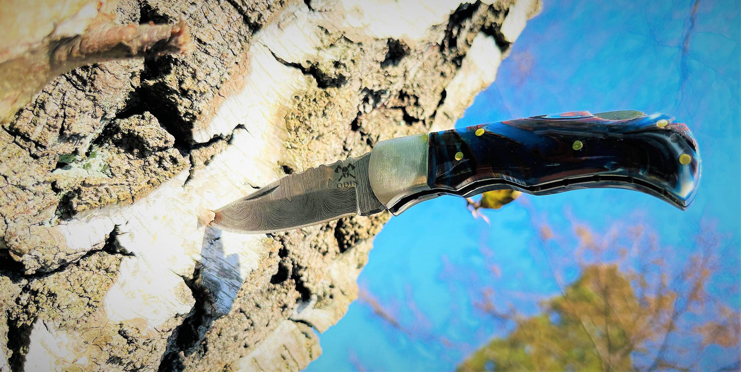 ODIN VIKING Damastmesser Odin Viking Edc, Leichtes Gewicht, UBUTT DESIGN MESSER-4