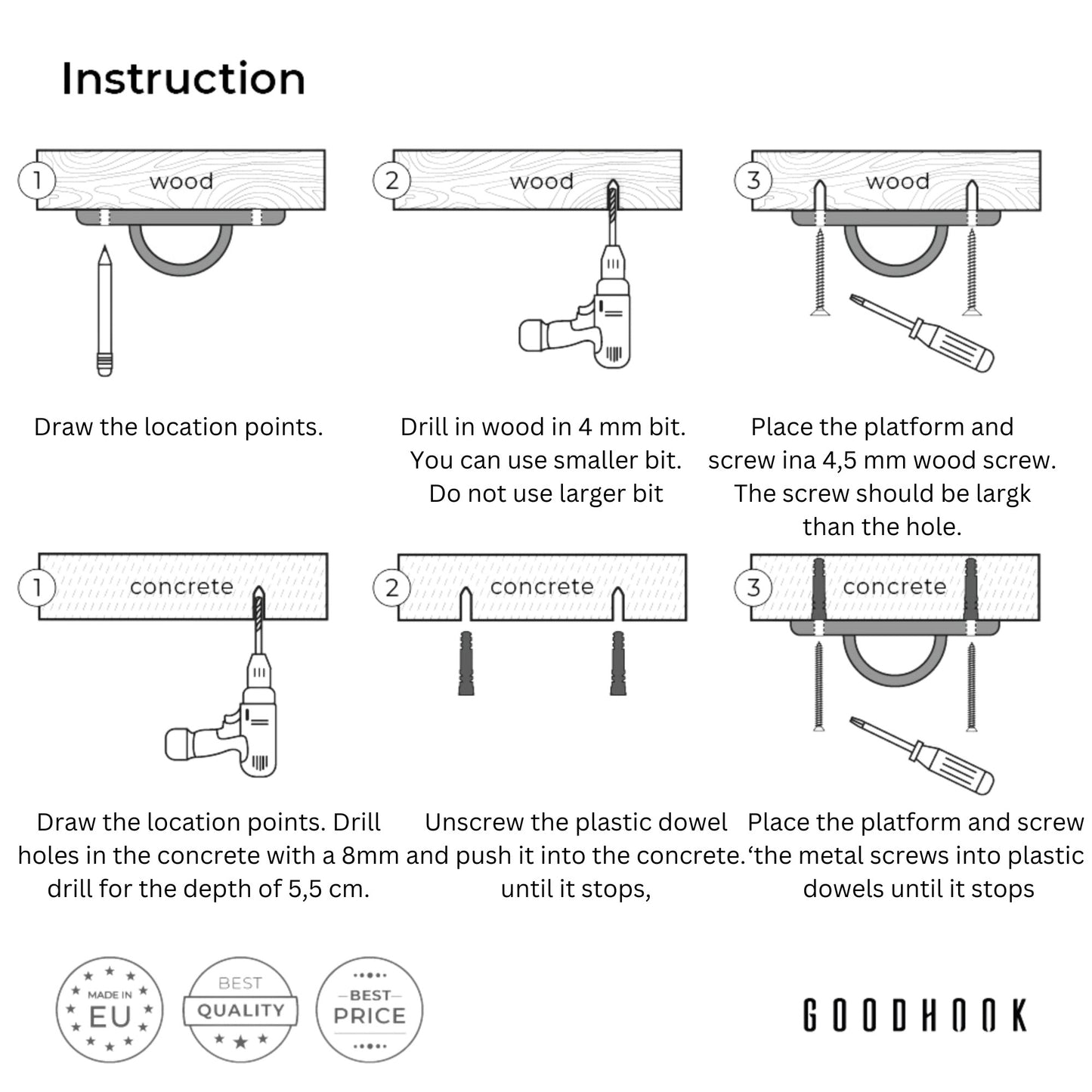 MAMOI® Deckenhaken schwerlast, Karabiner für schaukel, Schaukelhaken betondecke, Schwerlasthaken decke und holz, Deckenhacken für hängesessel, Hängematten aufhängung zubehör, Haken befestigung-5