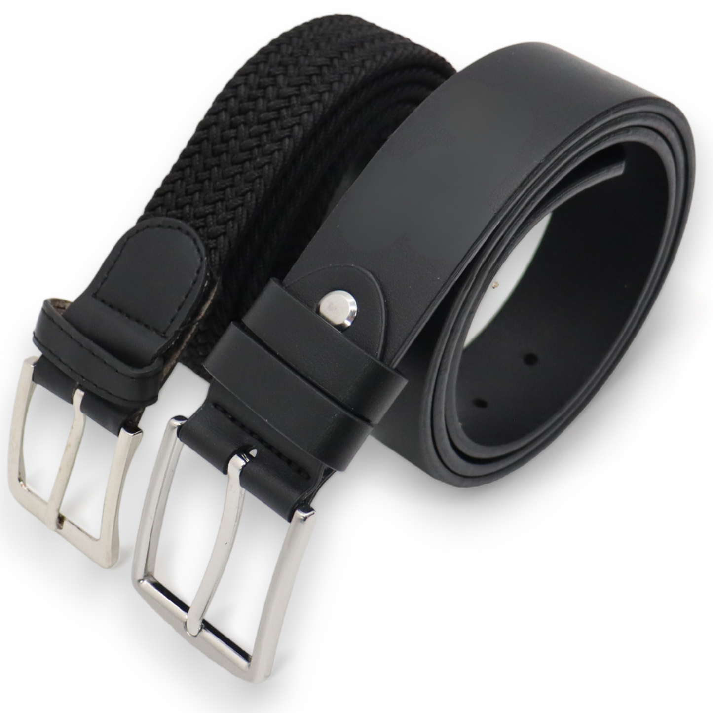 Twee Pak Riemen - Stretch Riem Met 40 Mm Jeans Riem - Leer - Zwart