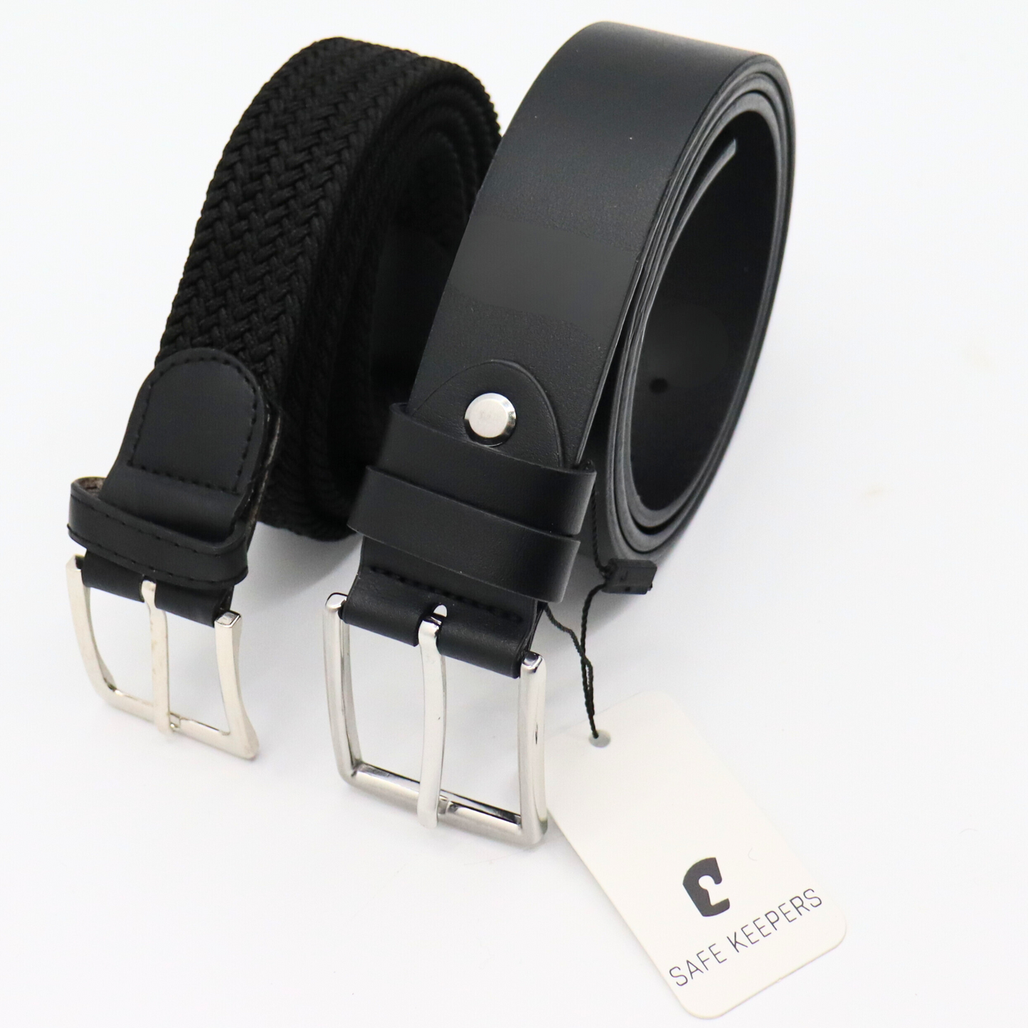 Twee Pak Riemen - Stretch Riem Met 40 Mm Jeans Riem - Leer - Zwart