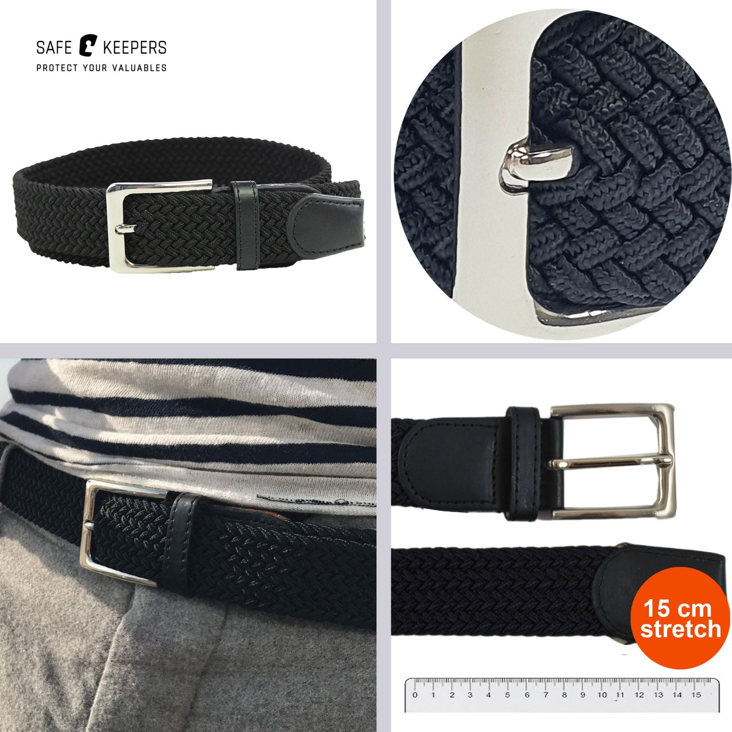 Twee Pak Riemen - Stretch Riem Met 40 Mm Jeans Riem - Leer - Zwart