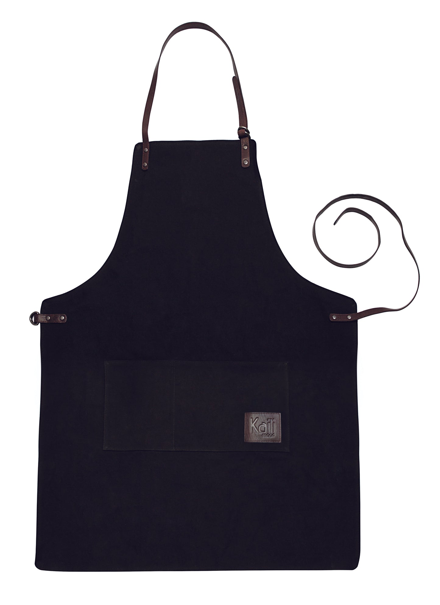 Arbeitsschürze aus Canvas und echtem Leder, Made in Italy und aus 100 % Baumwoll-Canvas und hochwertigem Leder - handgefertigt.-2