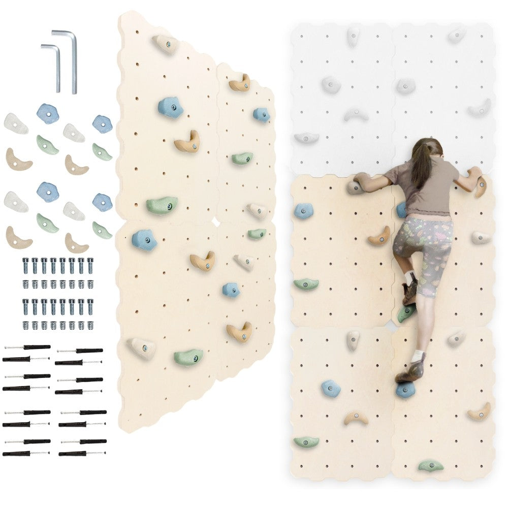 MAMOI® Kletterwand für Kinderzimmer, Klettergerüst und Spielgeräte indoor, Klettern mit Klettergriffe für Kinder, Klettersteine, Kletterturm mit Griffe, Turngeräte, Montessori-0
