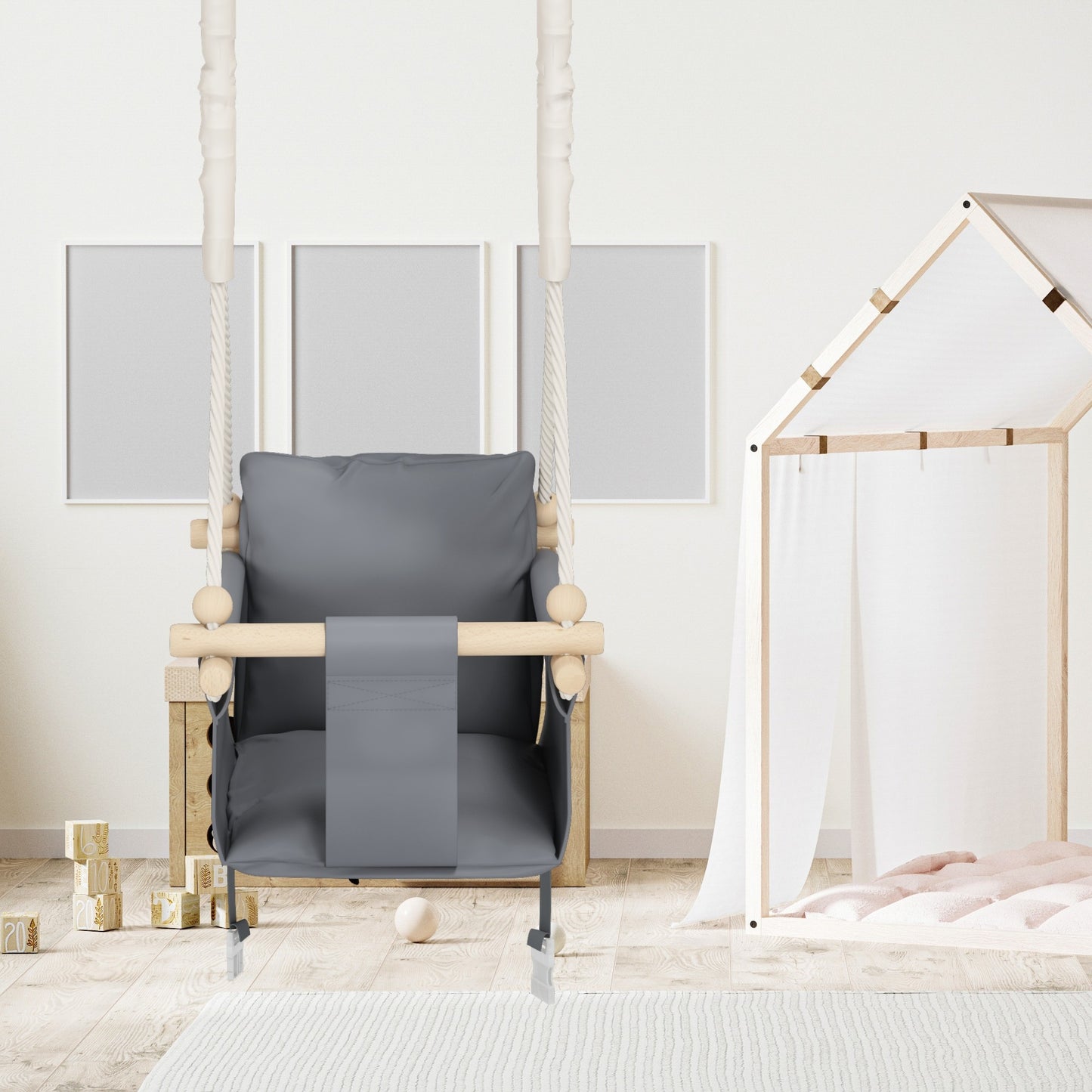 MAMOI® Babyschaukel, Baby schaukel Indoor Outdoor, Kinderschaukel aus Holz, Holzschaukel für Kinder, Schaukeln für türrahmen, Swing, Kleinkinderschaukel ab 1 jahr für Kinderzimmer-3