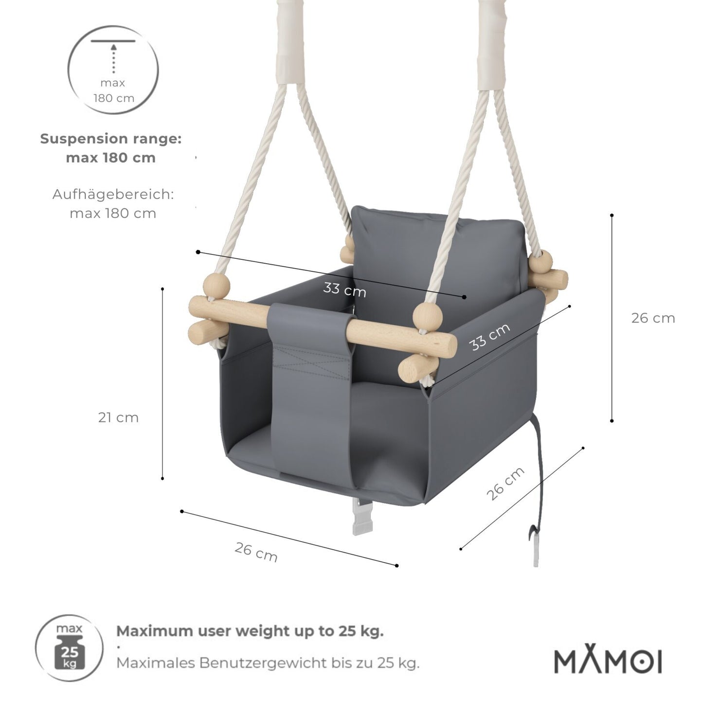 MAMOI® Babyschaukel, Baby schaukel Indoor Outdoor, Kinderschaukel aus Holz, Holzschaukel für Kinder, Schaukeln für türrahmen, Swing, Kleinkinderschaukel ab 1 jahr für Kinderzimmer-1