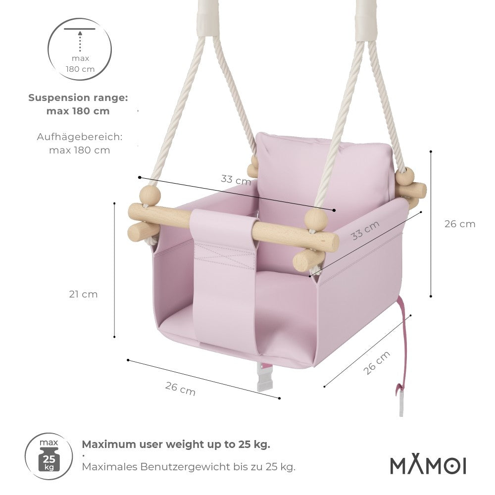 MAMOI® Babyschaukel, Indoor Outdoor, Kinderschaukel aus Holz, Holzschaukel für Kinder, Schaukeln für Türrahmen, Swing, Kleinkinderschaukel ab 1 Jahr für Kinderzimmer-1