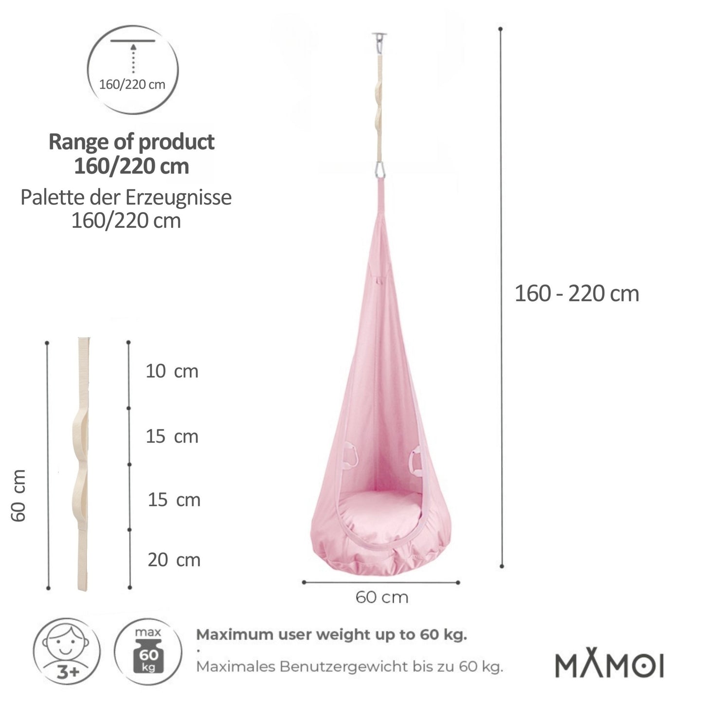 MAMOI® Hängesessel für Kinder, Schaukel für Kinderzimmer, Hängehöhle, Hängeschaukel, Sensory swing, Schaukeltuch indoor, Hängesack, Tuchschaukel, Babyschaukel, Hängetuch-1