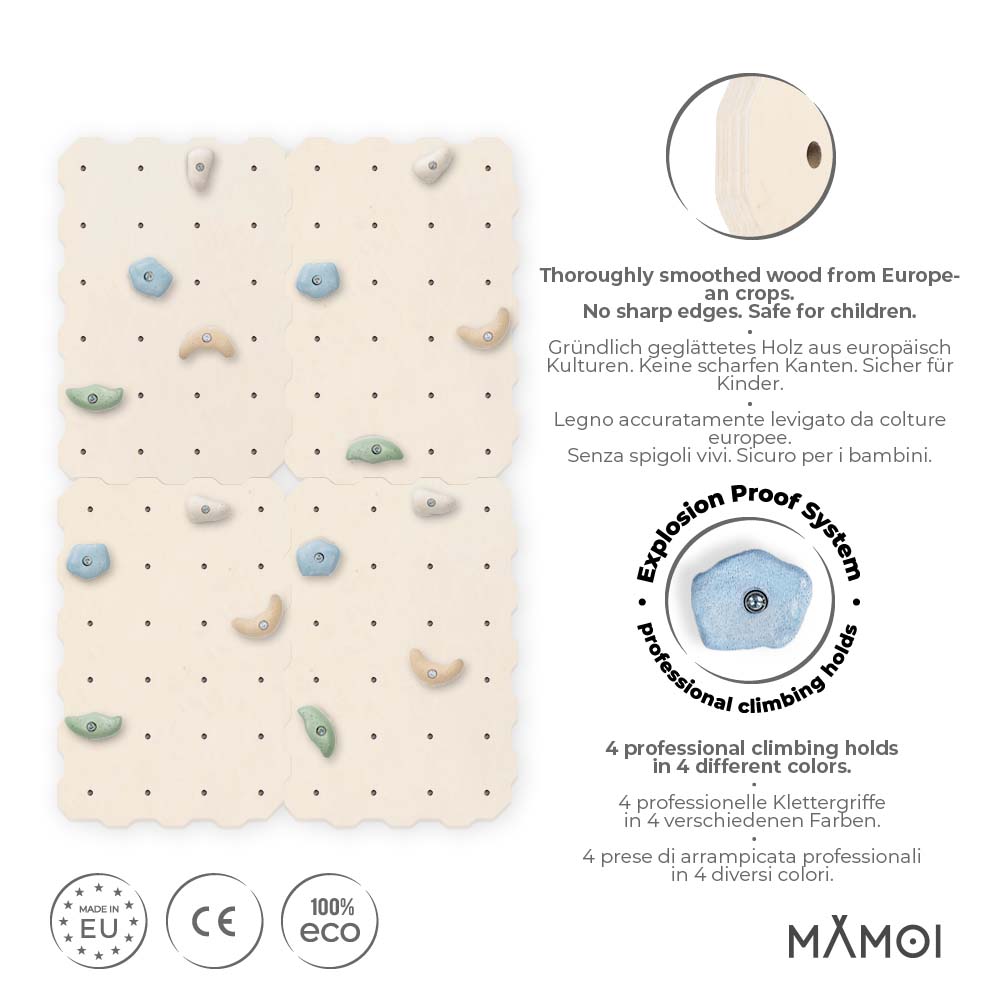 MAMOI® Kletterwand für Kinderzimmer, Klettergerüst und Spielgeräte indoor, Klettern mit Klettergriffe für Kinder, Klettersteine, Kletterturm mit Griffe, Turngeräte, Montessori-1