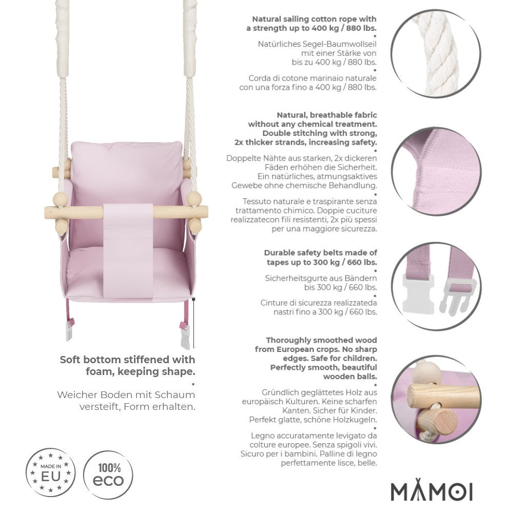 MAMOI® Babyschaukel, Indoor Outdoor, Kinderschaukel aus Holz, Holzschaukel für Kinder, Schaukeln für Türrahmen, Swing, Kleinkinderschaukel ab 1 Jahr für Kinderzimmer-2