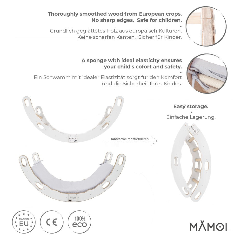 MAMOI® Kletterbogen mit Kissen, Kissen für Regenbogenwippe aus Holz, Kletterdreieck, Baby Klettern, Holzbogen für Kinder, Spielplatz, Klettergerüst Indoor. Perfekt für Kinder ab 24 Monaten.-3