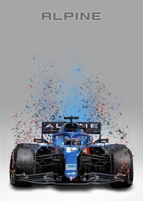 Poster Formel 1 Rennwagen Aquarell I Deko Print ohne Rahmen-2