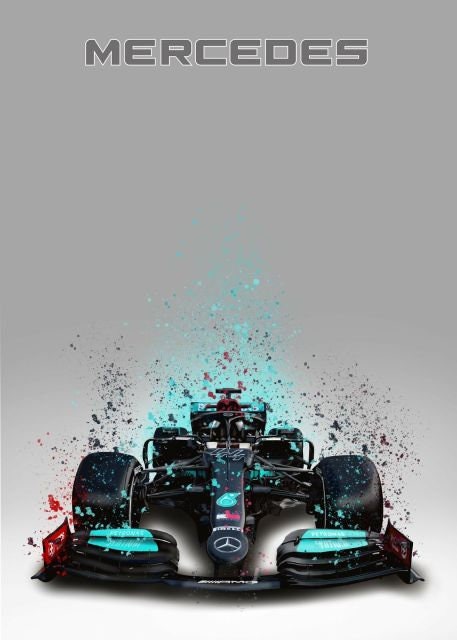 Poster Formel 1 Rennwagen Aquarell I Deko Print ohne Rahmen-6