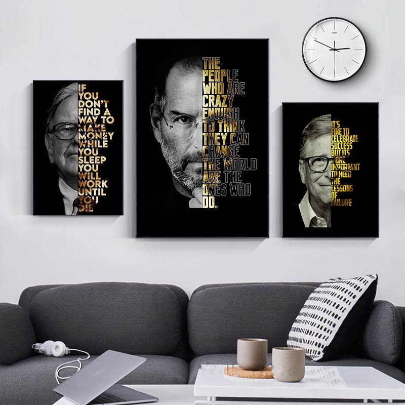 Poster Motivation Zitate Bill Gates Warren Buffet Steve Jobs I Wand Deko Print I ohne Rahmen-0