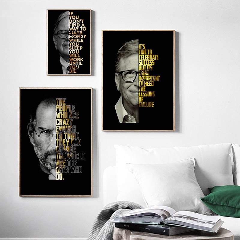 Poster Motivation Zitate Bill Gates Warren Buffet Steve Jobs I Wand Deko Print I ohne Rahmen-2