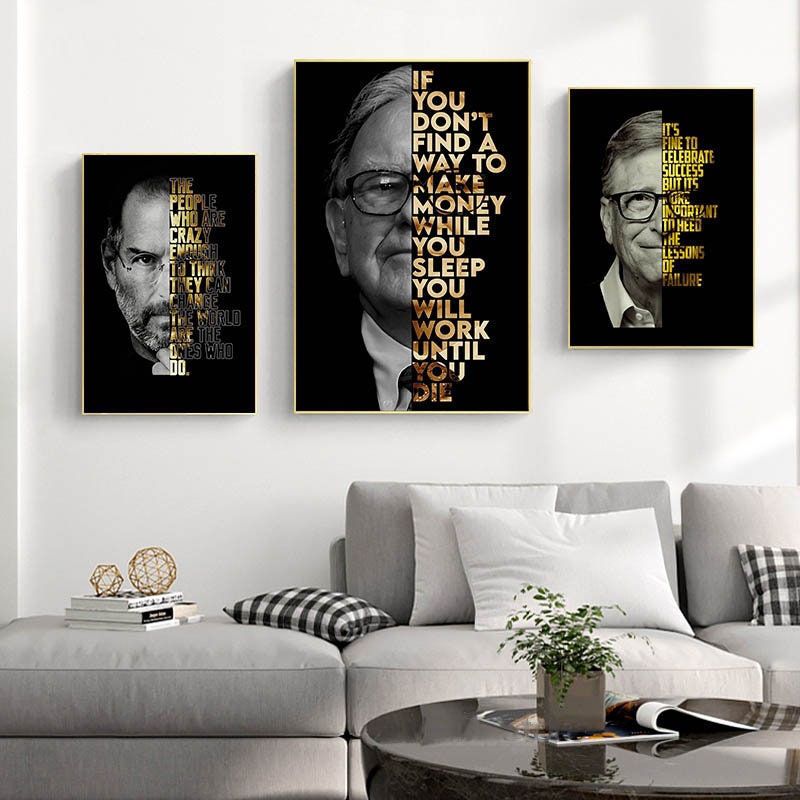 Poster Motivation Zitate Bill Gates Warren Buffet Steve Jobs I Wand Deko Print I ohne Rahmen-1