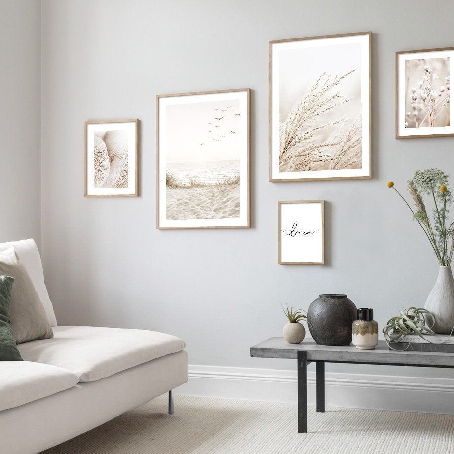 Poster Meer Pampasgras Beige I Wandbilder Wohnzimmer & Schlafzimmer I Deko Print Bilder I ohne Rahmen-2