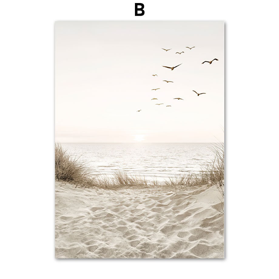 Poster Meer Pampasgras Beige I Wandbilder Wohnzimmer & Schlafzimmer I Deko Print Bilder I ohne Rahmen-4