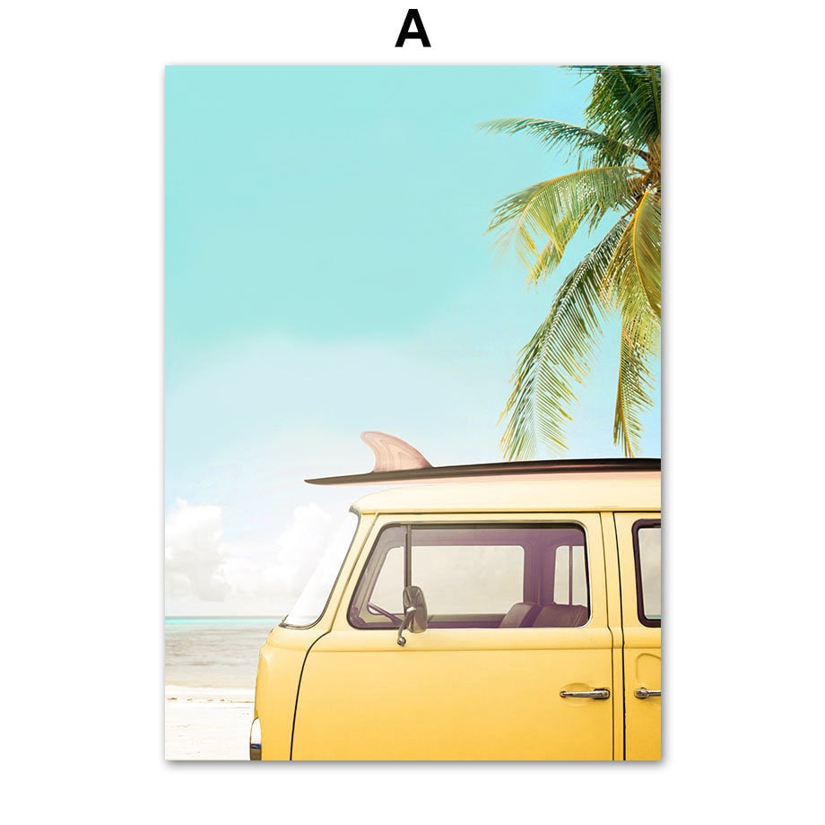 Poster Sonnenschein Hängematte Palmen Meer Buggy Strandliege I Wandbilder Wohnzimmer & Schlafzimmer I Wand Deko I Kunst Druck I ohne Rahmen-1