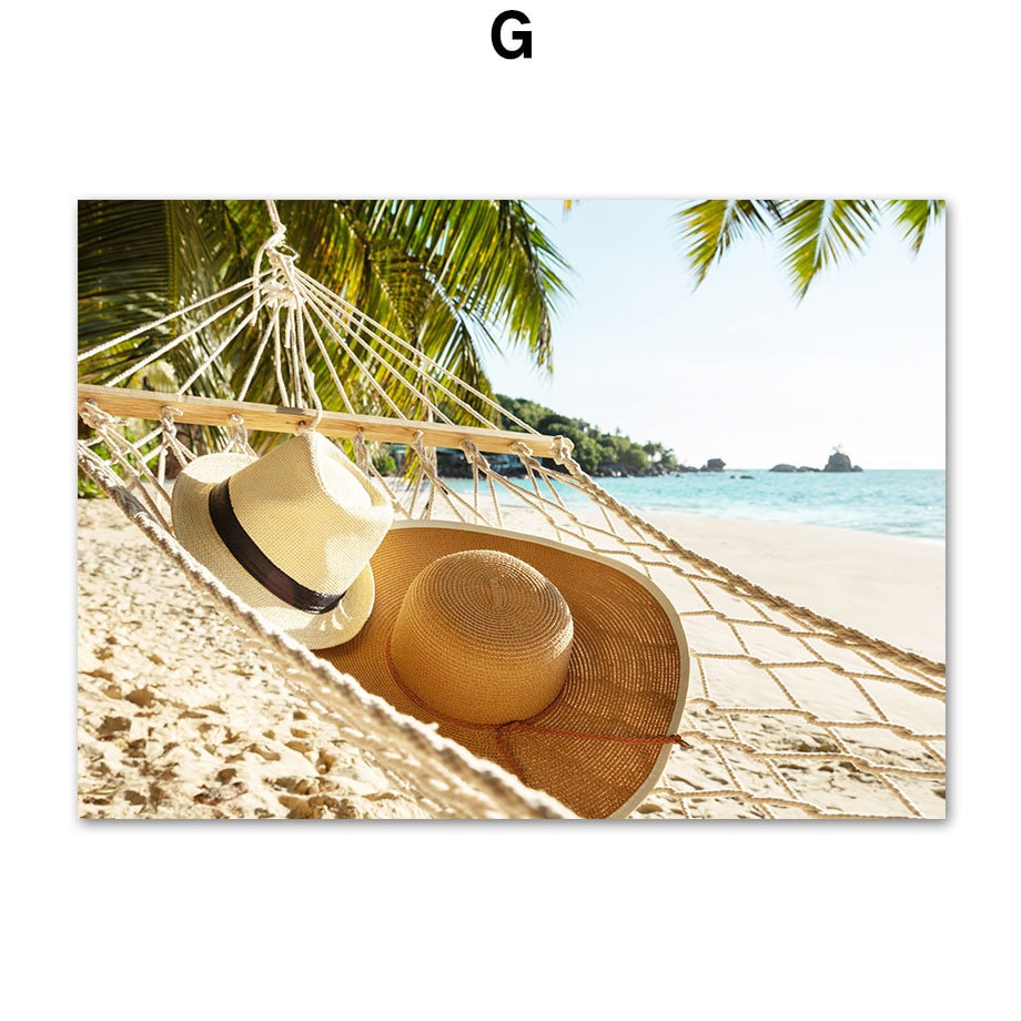 Poster Sonnenschein Hängematte Palmen Meer Buggy Strandliege I Wandbilder Wohnzimmer & Schlafzimmer I Wand Deko I Kunst Druck I ohne Rahmen-7