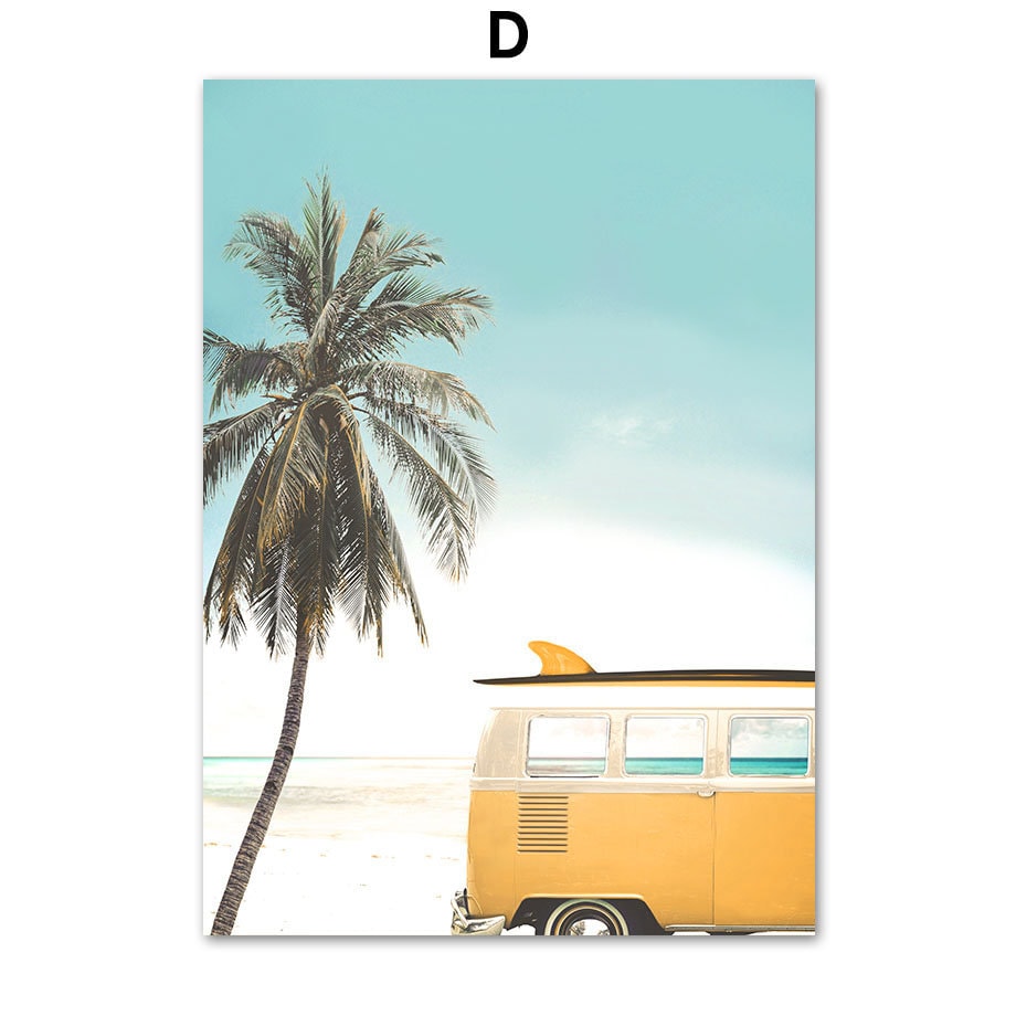 Poster Palmen Strand Muscheln Käfer Surfbretter Ananas I Wandbilder Wohnzimmer & Schlafzimmer I Wand Deko I Kunst Druck I ohne Rahmen-4