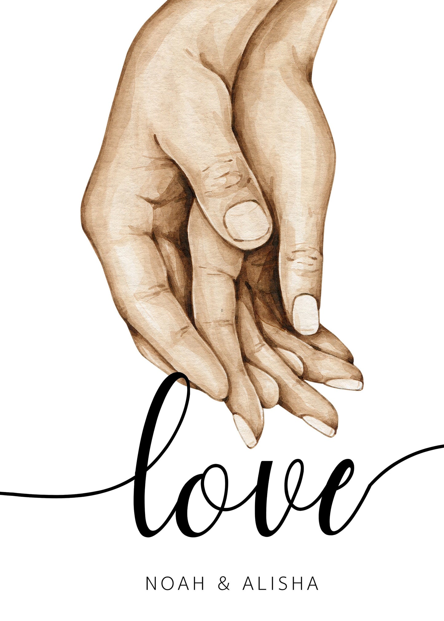 Poster Familie Personalisiert mit Händen I Familiengeschenk I Wohnzimmer & Schlafzimmer Bilder I Wand Deko I Kunstdruck I ohne Rahmen-3