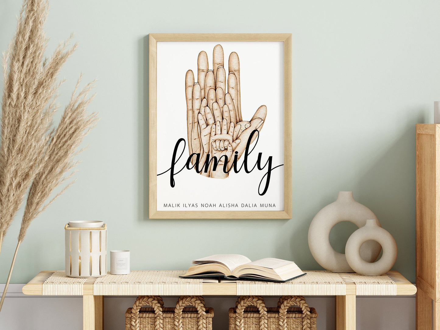 Poster Familie Personalisiert mit Händen I Familiengeschenk I Wohnzimmer & Schlafzimmer Bilder I Wand Deko I Kunstdruck I ohne Rahmen-2