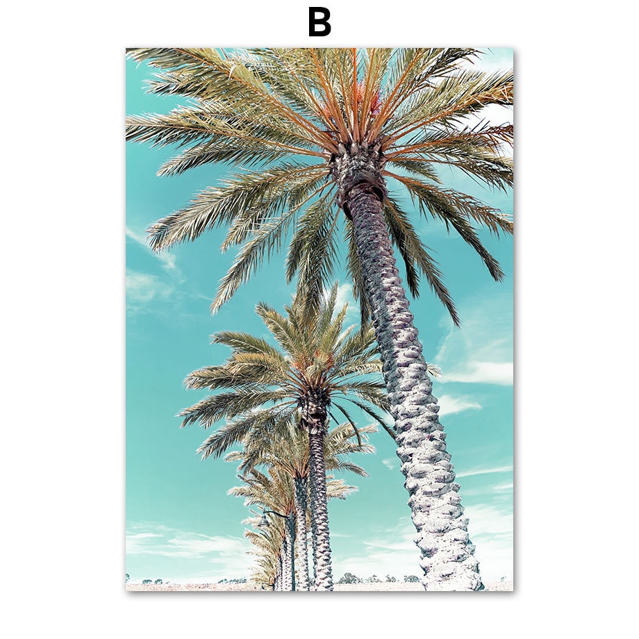 Poster Palmen Strand Muscheln Käfer Surfbretter Ananas I Wandbilder Wohnzimmer & Schlafzimmer I Wand Deko I Kunst Druck I ohne Rahmen-2