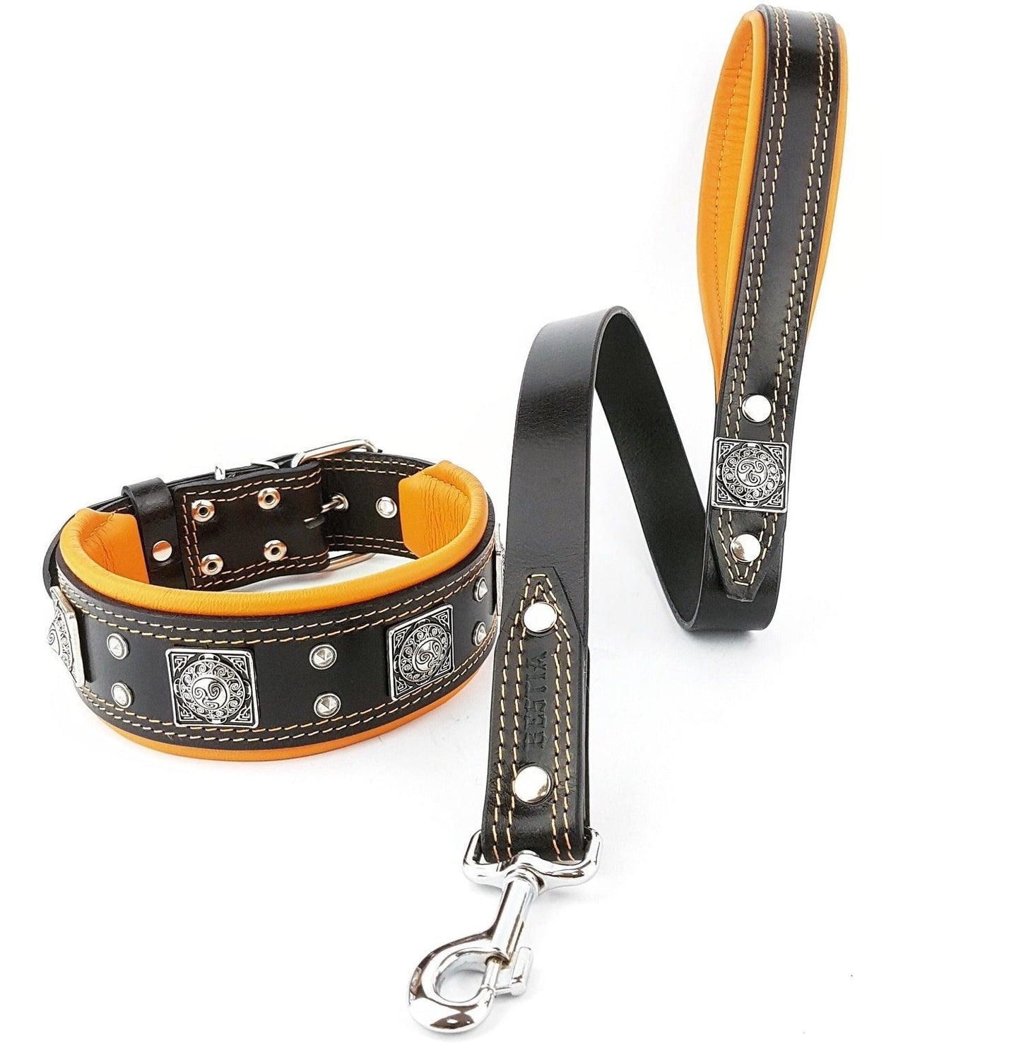 Das „Eros“-Halsband – 6,3 cm (2,5 Zoll) breit in Schwarz & Orange-2