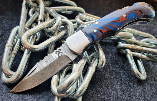 ODIN VIKING Damastmesser Odin Viking Edc, Leichtes Gewicht, UBUTT DESIGN MESSER-0