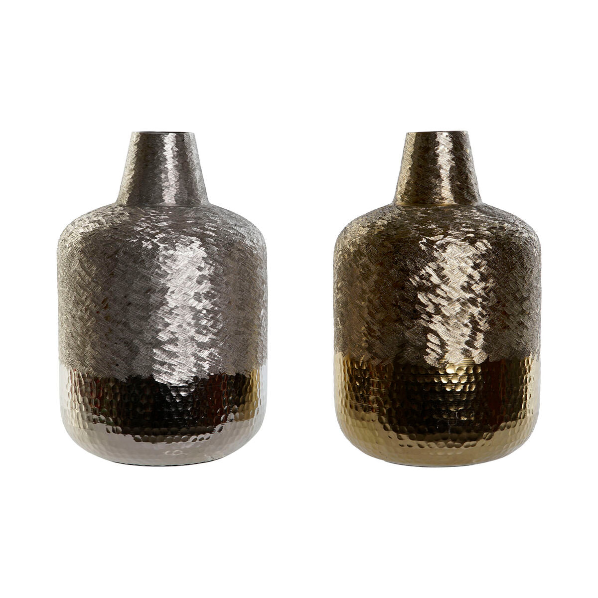 Vase DKD Home Decor Golden Silver Aluminium Modern 22 x 22 x 33 cm (2 Units)-0