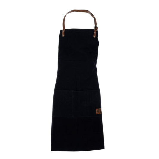 Arbeitsschürze aus Canvas und echtem Leder, Made in Italy und aus 100 % Baumwoll-Canvas und hochwertigem Leder - handgefertigt.-0