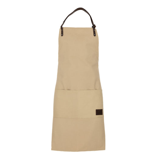 Arbeitsschürze aus Canvas und echtem Leder, Made in Italy und aus 100 % Baumwoll-Canvas und hochwertigem Leder - handgefertigt.-0