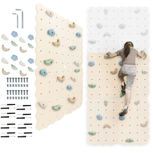 MAMOI® Kletterwand für Kinderzimmer, Klettergerüst und Spielgeräte indoor, Klettern mit Klettergriffe für Kinder, Klettersteine, Kletterturm mit Griffe, Turngeräte, Montessori-0