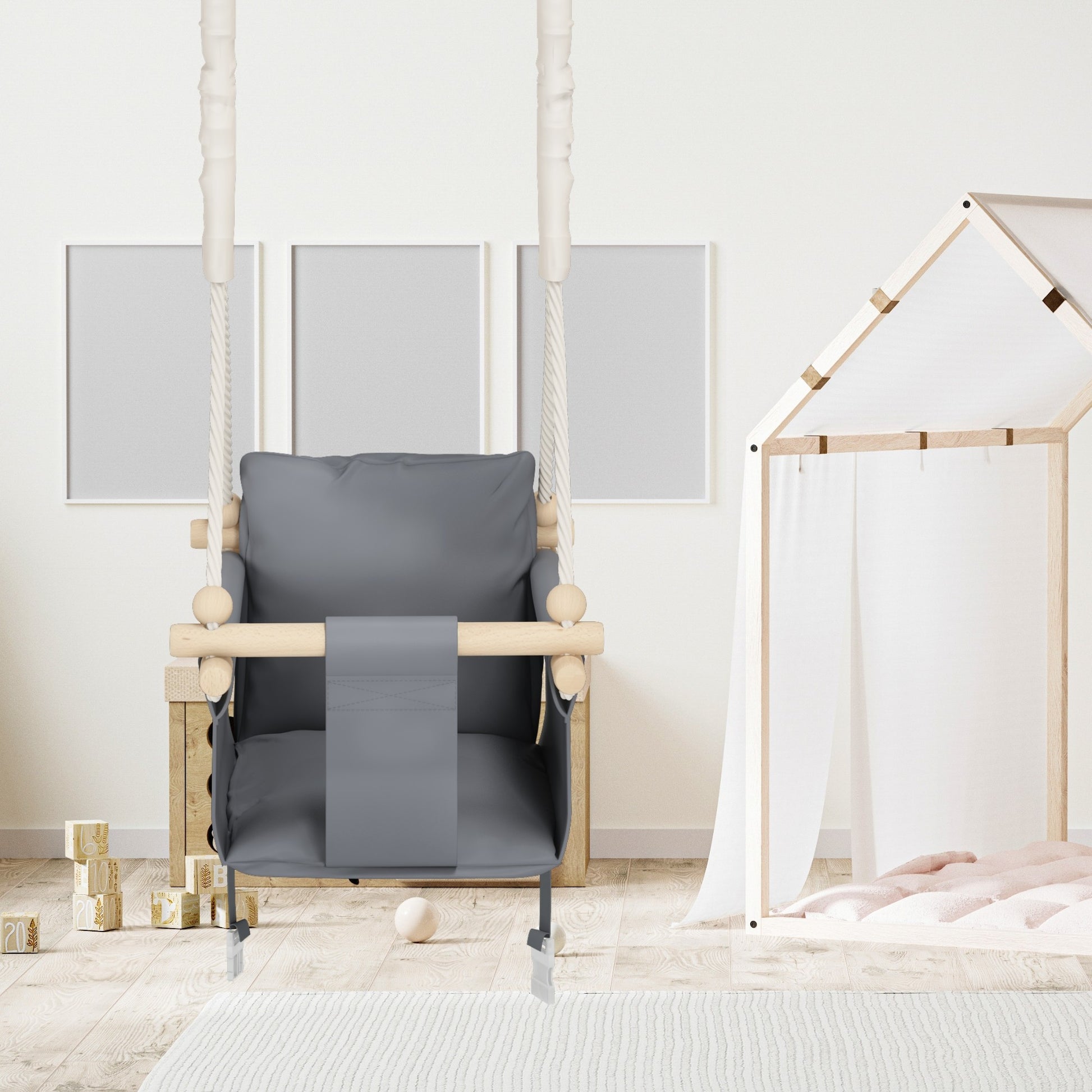 MAMOI® Babyschaukel, Baby schaukel Indoor Outdoor, Kinderschaukel aus Holz, Holzschaukel für Kinder, Schaukeln für türrahmen, Swing, Kleinkinderschaukel ab 1 jahr für Kinderzimmer-3