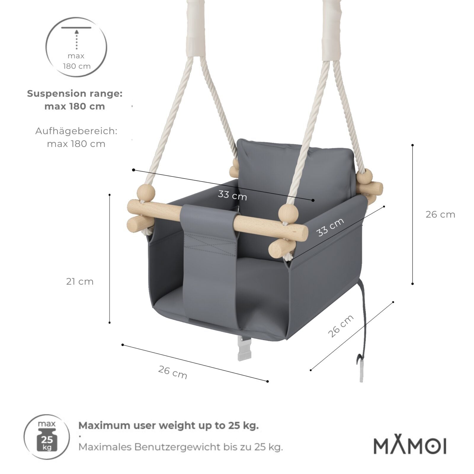 MAMOI® Babyschaukel, Baby schaukel Indoor Outdoor, Kinderschaukel aus Holz, Holzschaukel für Kinder, Schaukeln für türrahmen, Swing, Kleinkinderschaukel ab 1 jahr für Kinderzimmer-1