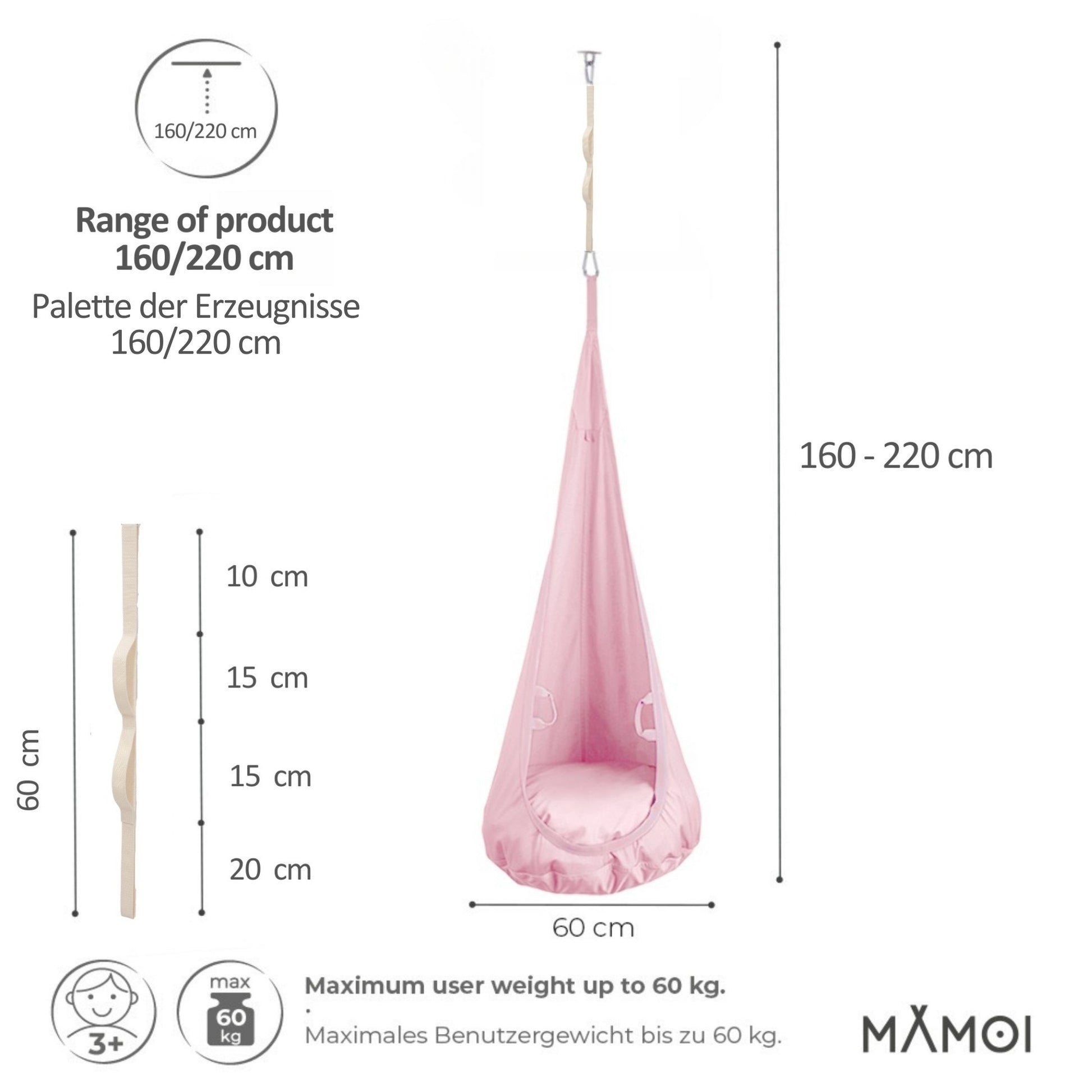 MAMOI® Hängesessel für Kinder, Schaukel für Kinderzimmer, Hängehöhle, Hängeschaukel, Sensory swing, Schaukeltuch indoor, Hängesack, Tuchschaukel, Babyschaukel, Hängetuch-1