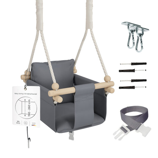 MAMOI® Babyschaukel, Baby schaukel Indoor Outdoor, Kinderschaukel aus Holz, Holzschaukel für Kinder, Schaukeln für türrahmen, Swing, Kleinkinderschaukel ab 1 jahr für Kinderzimmer-0