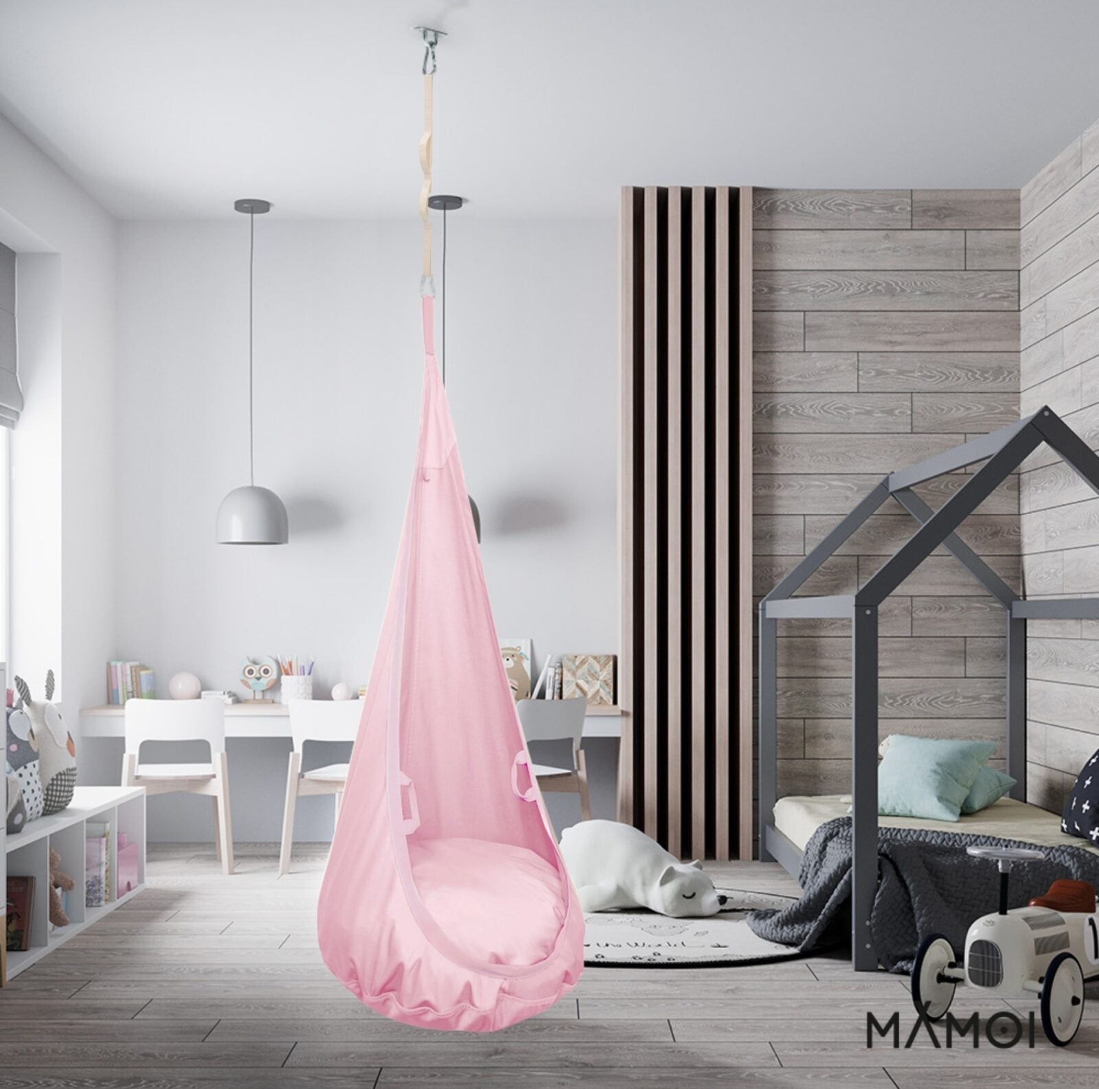 MAMOI® Hängesessel für Kinder, Schaukel für Kinderzimmer, Hängehöhle, Hängeschaukel, Sensory swing, Schaukeltuch indoor, Hängesack, Tuchschaukel, Babyschaukel, Hängetuch-4