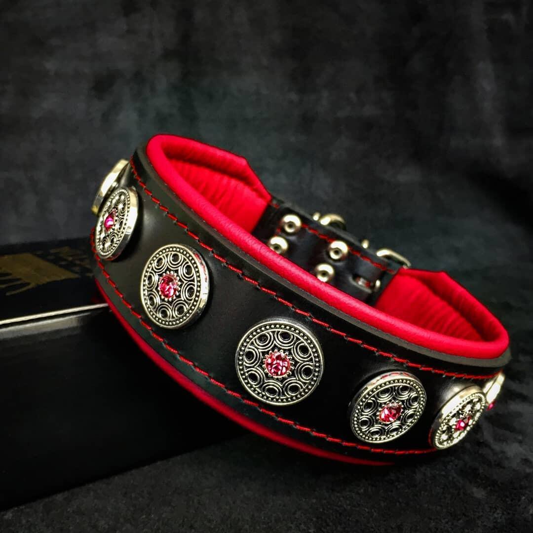 "Bijou" Halsband Schwarz & Rot-0