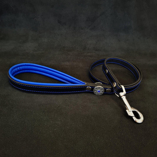 ''Bijou'' Leder Leine Schwarz / Blau-0
