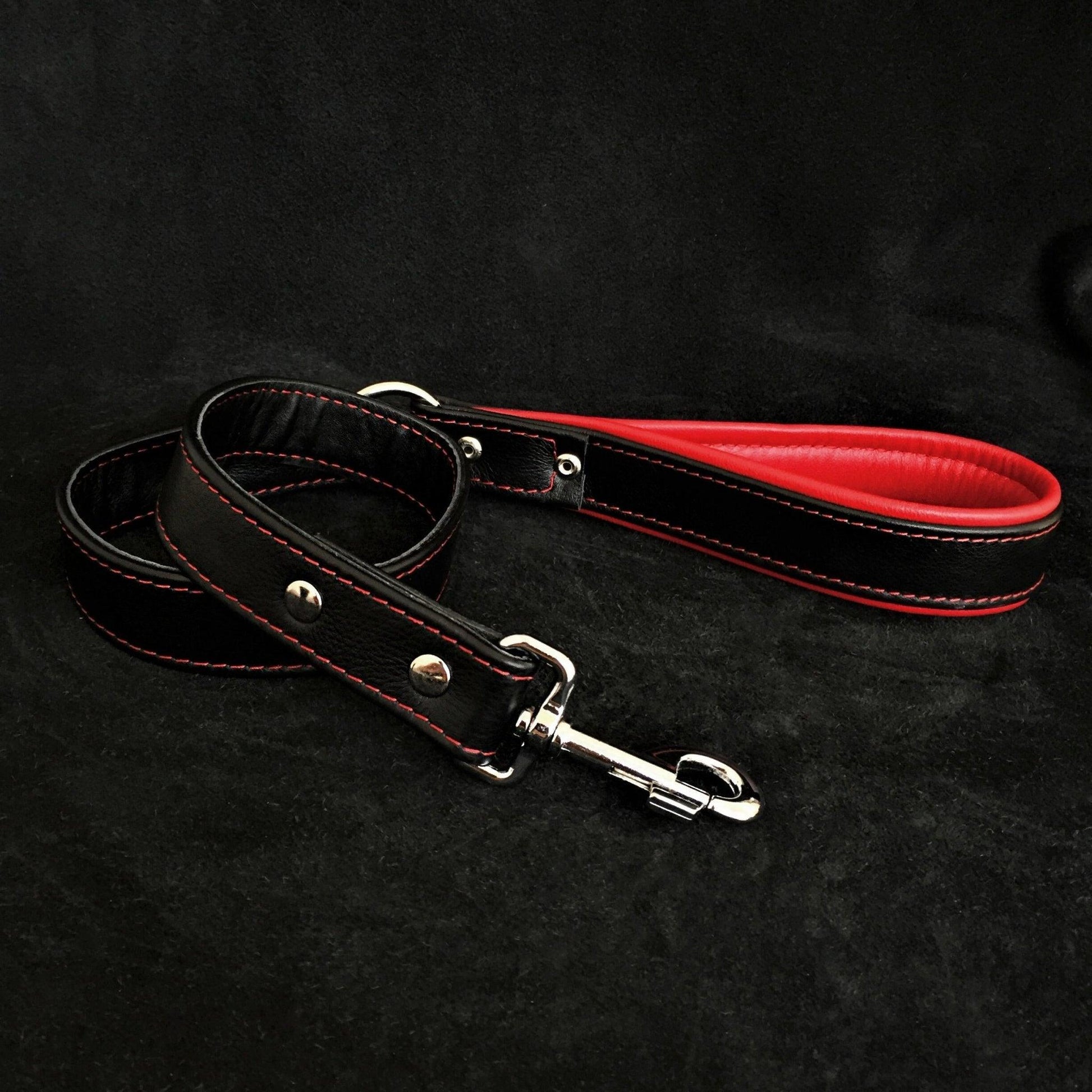 Schwarze weiche Leder-Hundeleine-0