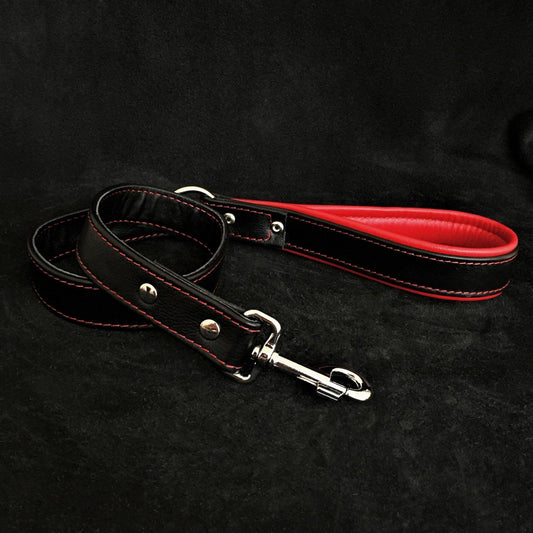 Schwarze weiche Leder-Hundeleine-0