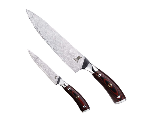 Damascus Santoku Messer (8"/20cm) + Damascus Schälmesser (4"/10cm) | Sternsteiger - Hiroto Kollektion-0
