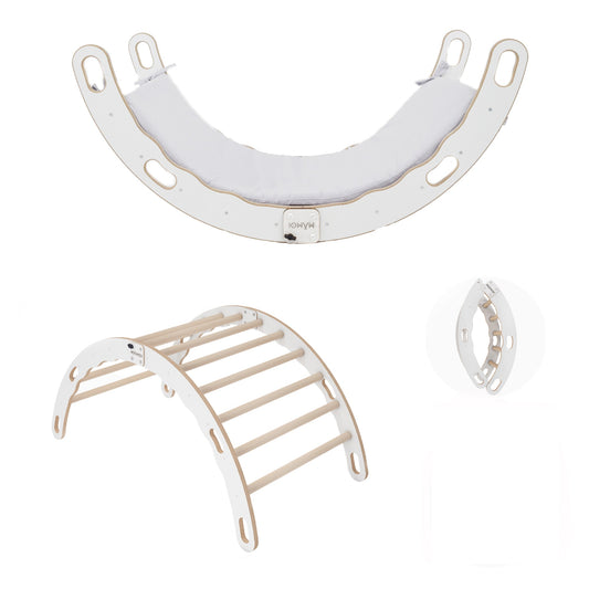 MAMOI® Kletterbogen mit Kissen, Kissen für Regenbogenwippe aus Holz, Kletterdreieck, Baby Klettern, Holzbogen für Kinder, Spielplatz, Klettergerüst Indoor. Perfekt für Kinder ab 24 Monaten.-0