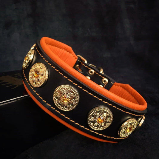 "Bijou" Halsband Schwarz / Orange-0