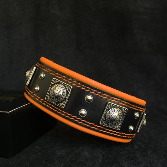Das „Eros“-Halsband – 6,3 cm (2,5 Zoll) breit in Schwarz & Orange-0