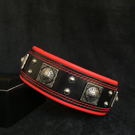 Das „Eros“ Halsband – 6,5 cm (2,5 Zoll) breit Schwarz & Rot-0